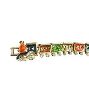 Vtg Colorful Train cars bracelet women colorful